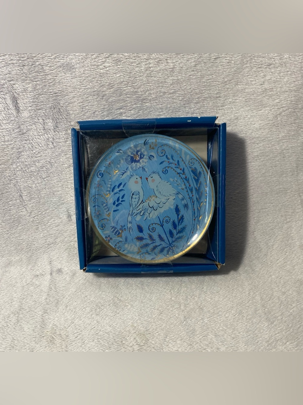 Pier 1 Imports Set Of 4 Dessert Plates Porcelain Painted Blue Bird New In Box